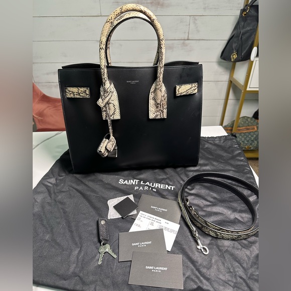 🚫SOLD 🚫 Saint Laurent Python Trimmed Sac De Jour Tote - Picture 3 of 15